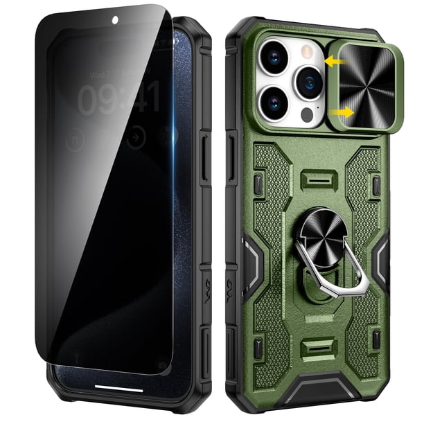 Funda para teléfono celular VEGO iPhone 15 Pro Max 6.7 pulgadas, color verde militar