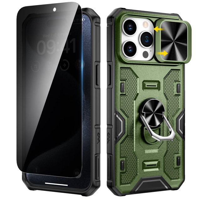Funda para teléfono celular VEGO iPhone 15 Pro Max 6.7 pulgadas, color verde militar