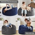 thumbnail image 5 of Codi Bean Bag Chair with Filler Included, 4 FT - Comfy Large Beanbag Chairs for Adults, Memory Foam Added - Machine Washable and Soft Mink Bonded Cover - Charcoal Grey, 4ft, 5 of 14