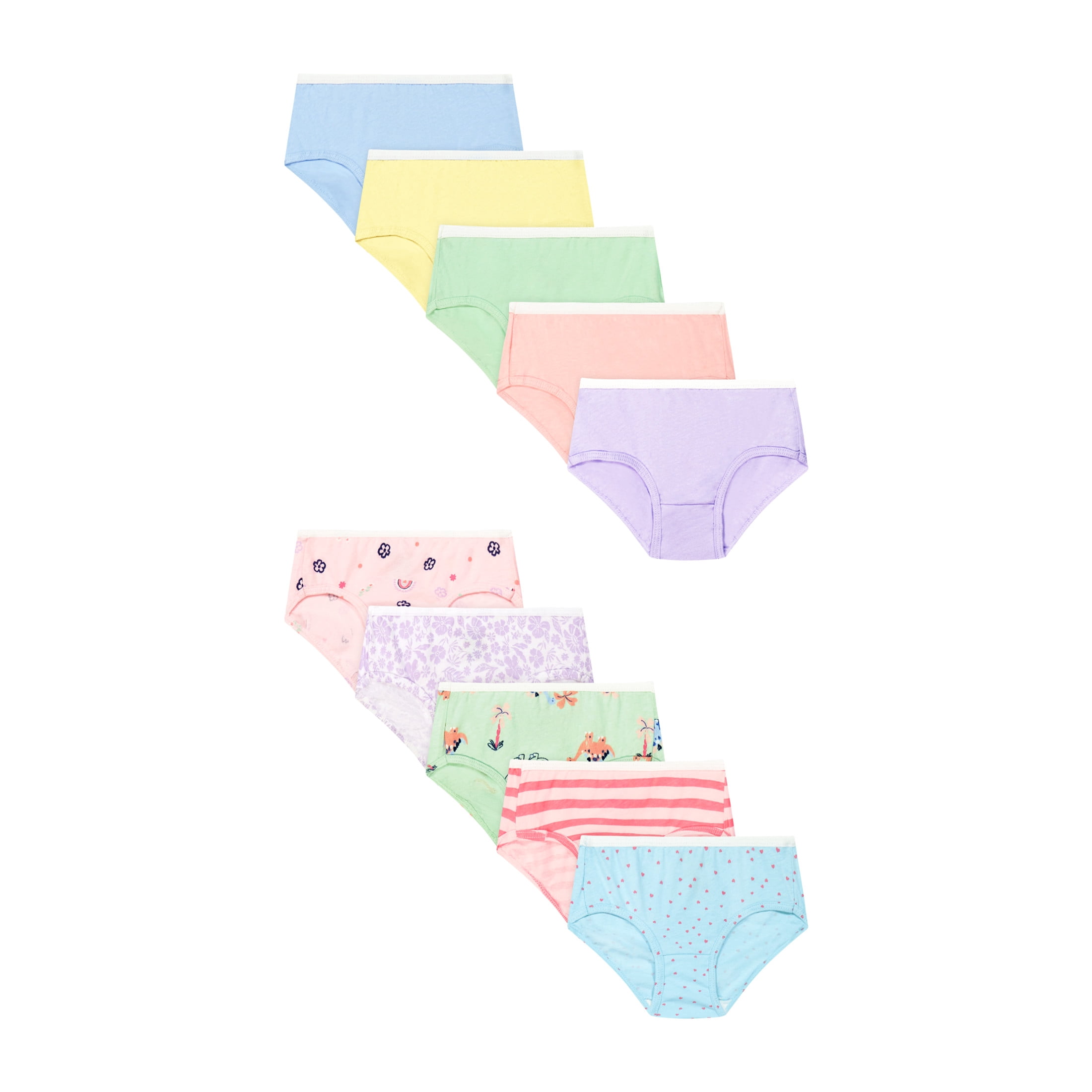 Hanes Infants/Toddlers Hipster Underwear Pack, 10-Pack, Toddler Core 100% Cotton Underwear for Toddler Girls