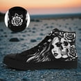thumbnail image 2 of Coolcustomize toMen's Gothic Punk Shoes, Plus Size High-Top Sneakers, Black & White Gothic Woman face Floral pattern - Cushioned Rubber Sole, Athletic Couple Shoes for Men, Dressy Shoes, 2 of 11