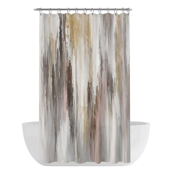 Abstract Shower Curtain - Water Repellent Fabric Shower Curtains Washable, Impressionist Artwork Vertical Paint Streaks Decorative Polyester Cloth Bathroom Curtains Modern Bath Decor 36"x72"