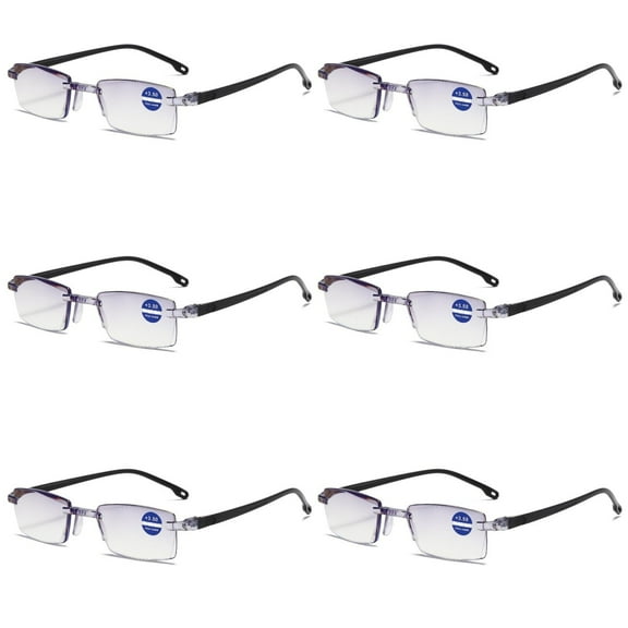 6 Pairs Rimless Blue Light Blocking Reading Glasses Diamond Cut Edge Readers for Men  1.00