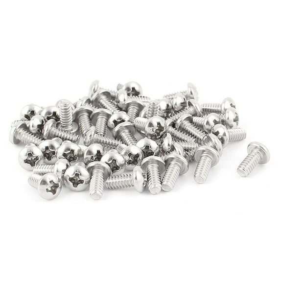 Unique Bargains 50Pcs #6-32 x 5/16" Stainless Steel Head Machine Screws 10mm Long