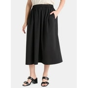 Time and Tru's Women's Pull On Midi Skirt with Pockets, XS-XXXL