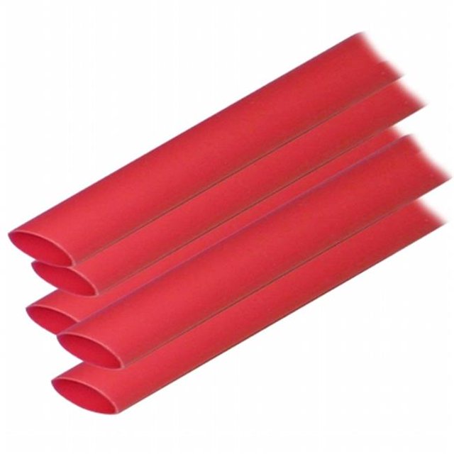 0,5 x 12 Po Tube Thermorétractable Doublé Adhésif, Rouge - Lot de 5