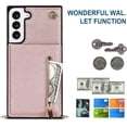 thumbnail image 5 of Crossbody Women Wallet Case for Samsung Galaxy S21+ Plus (Not S21) with Card Holder, Removable Lanyard Strap Purse Cover for Samsung Galaxy S21 Plus Zipper Phone Case Rose Gold, 5 of 18