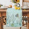 thumbnail image 5 of Burlap Table Runner 90 Inches Long, Summer Ocean Coral Conch Fish Non-Slip Kitchen Table Runners for Dining Room Everyday Use Party Table Decorations Gradient Green Geometric, 5 of 9