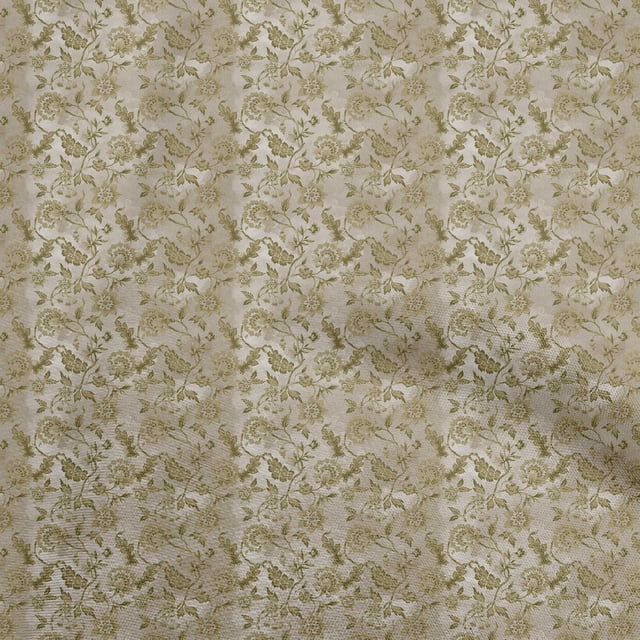 oneOone Velours Beige Tissu Jacobée Robe Florale Tissu Tissu Imprimé par la Cour 58 Pouces de Large