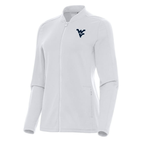 Women's Antigua White West Virginia Mountaineers Continual Full-Zip Jacket