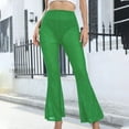 thumbnail image 2 of Aoochasliy Womens Pants Casual Ladies Mesh Sheer Solid Color Elastic Flared Pants, 2 of 5
