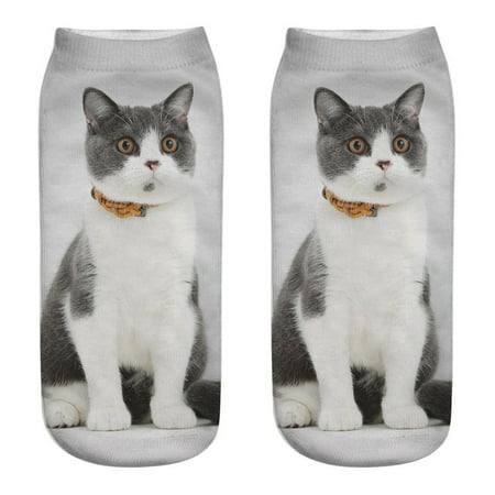 

UDAXB Socks Unisex Funny 3D Fashion Cat Printed Casual Socks Cute Low Cut Ankle Socks