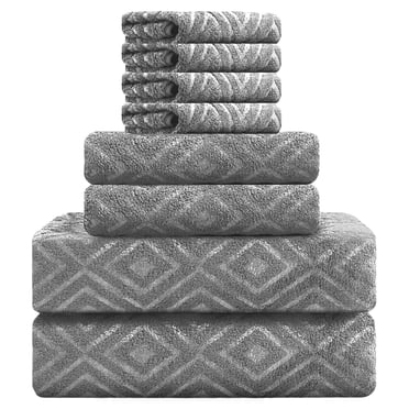 Jessy Home 8 Piece Home Collection Ultra Soft Cozy Towels 600 GSM Dark Gray Plush Towel Set
