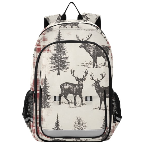 FORMRS Unisex School Backpack 17" Student Travel Bag with Laptop Compartment, Beige Deer