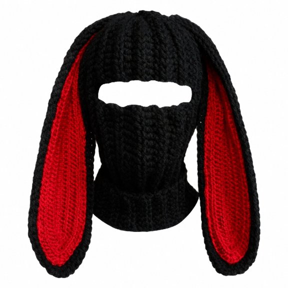 Valora Cozy Rabbit Ear Hat Winter Knitted Neck Warmer For Women Men Gray