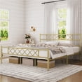 thumbnail image 2 of Yaheetech Metal Platform Bed Frame with Headboard and Footboard, King,Antique Gold, 2 of 9