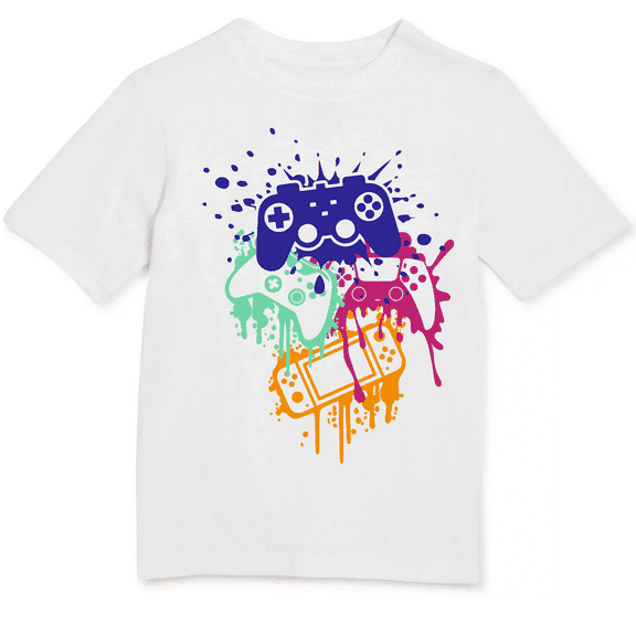 Boys Short Sleeve Video Gaming Controllers Graphic T-Shirt Size 8