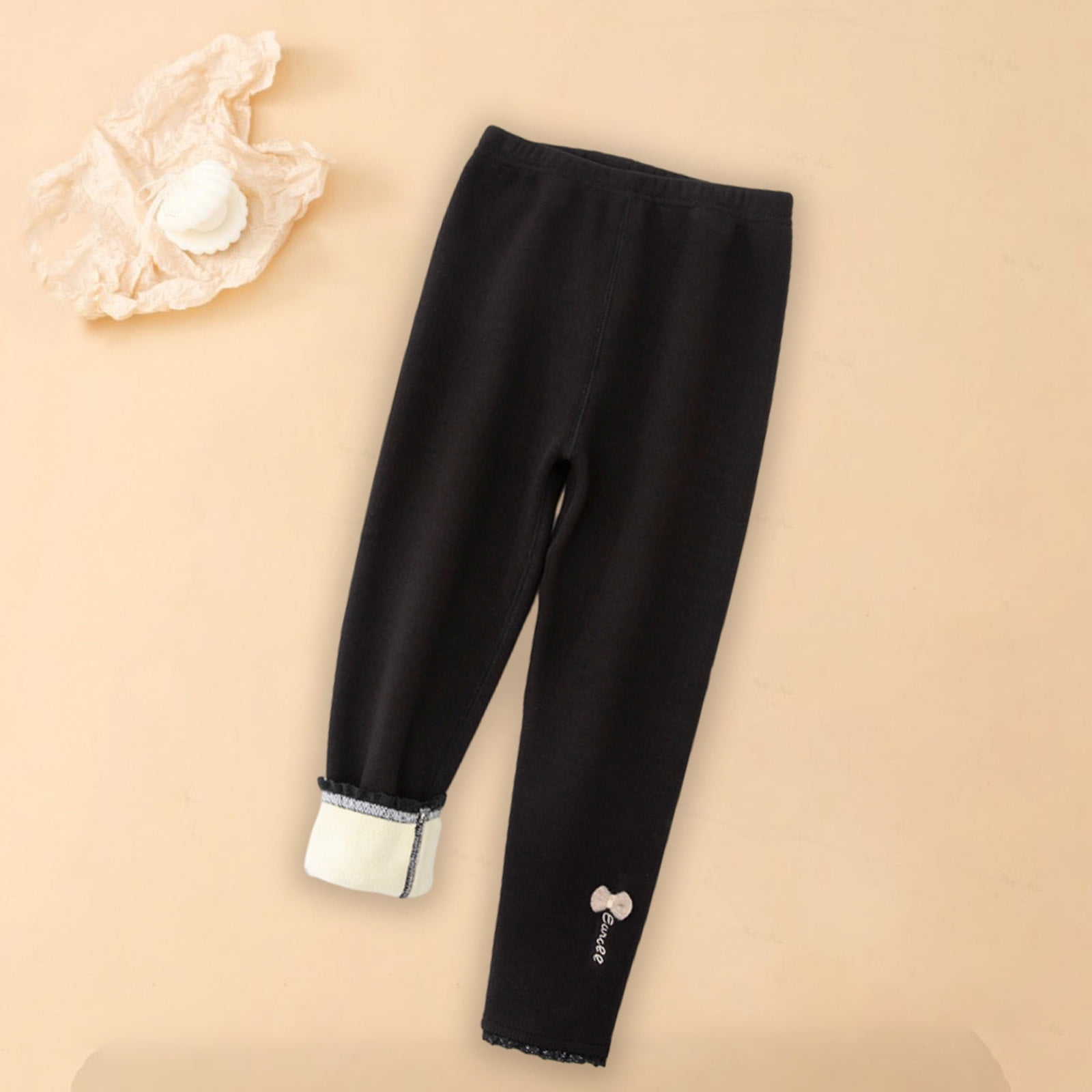 Girls black fleece lined leggings hotsell