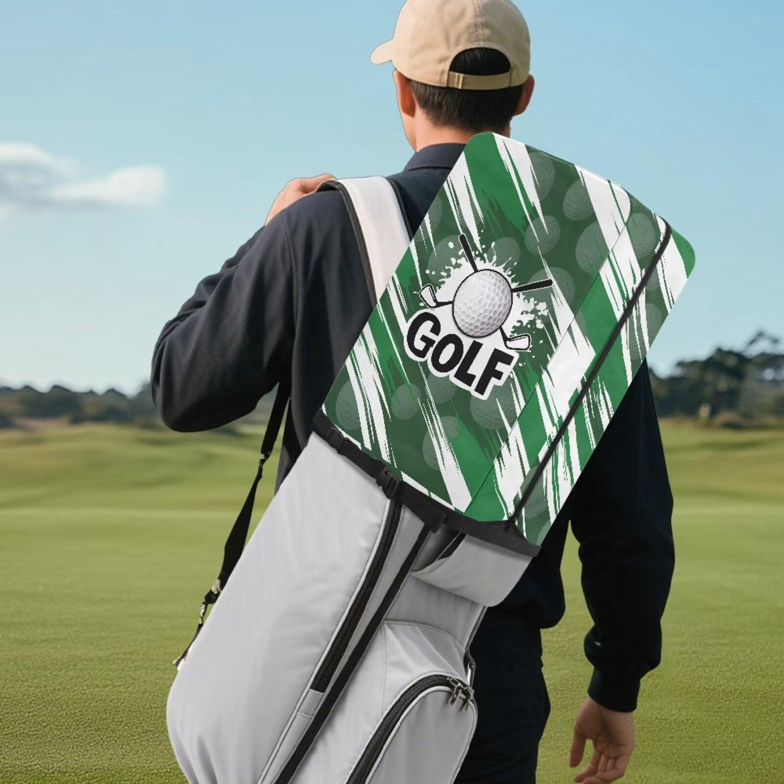 Chririnla Golf Bag Dust Cover for Stand Bags & Cart Bags Protect Your Clubs from Dust & Sun Universal Fit for Men Women Golfers - Art Golf Pattern