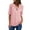 Pink, variant on Moocorvic Women's V Neck Chiffon Blouse Half Zip up Tunic Shirts 3/4 Roll Sleeve Tops Work Casual