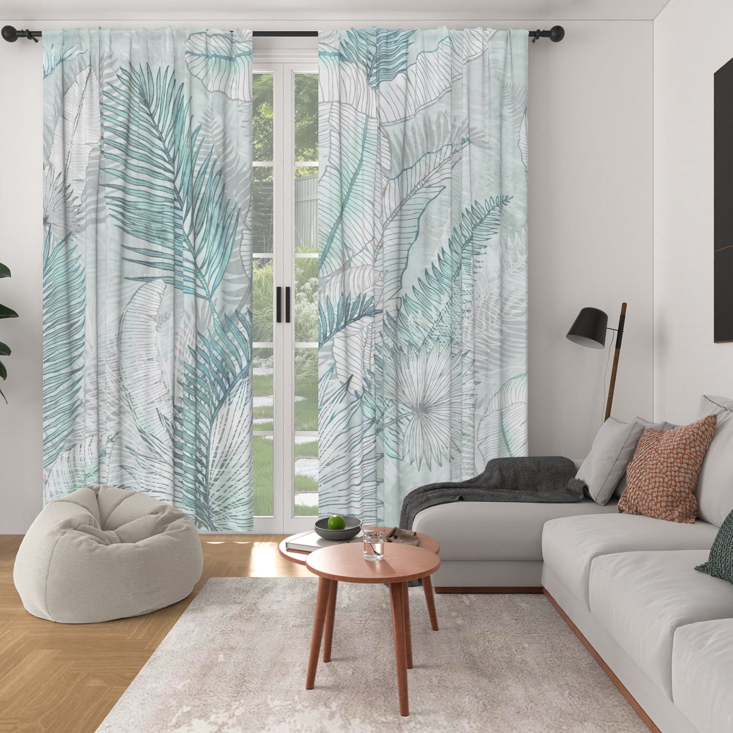 Lfeey Leaf Print Blackout Curtains, Bedroom Living Room，Room Darkening Rod Pocket Curtains, 84 Inch Length, 2 Panels