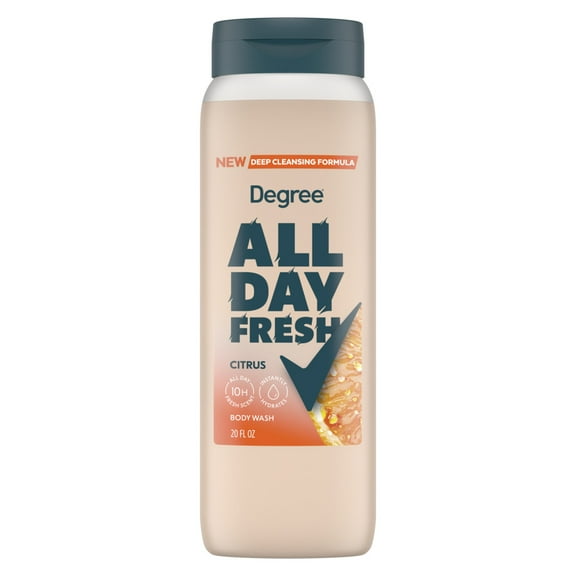 Degree All Day Body Wash Fresh Citrus Deep Cleansing Plant-based Cleanser, 20 oz