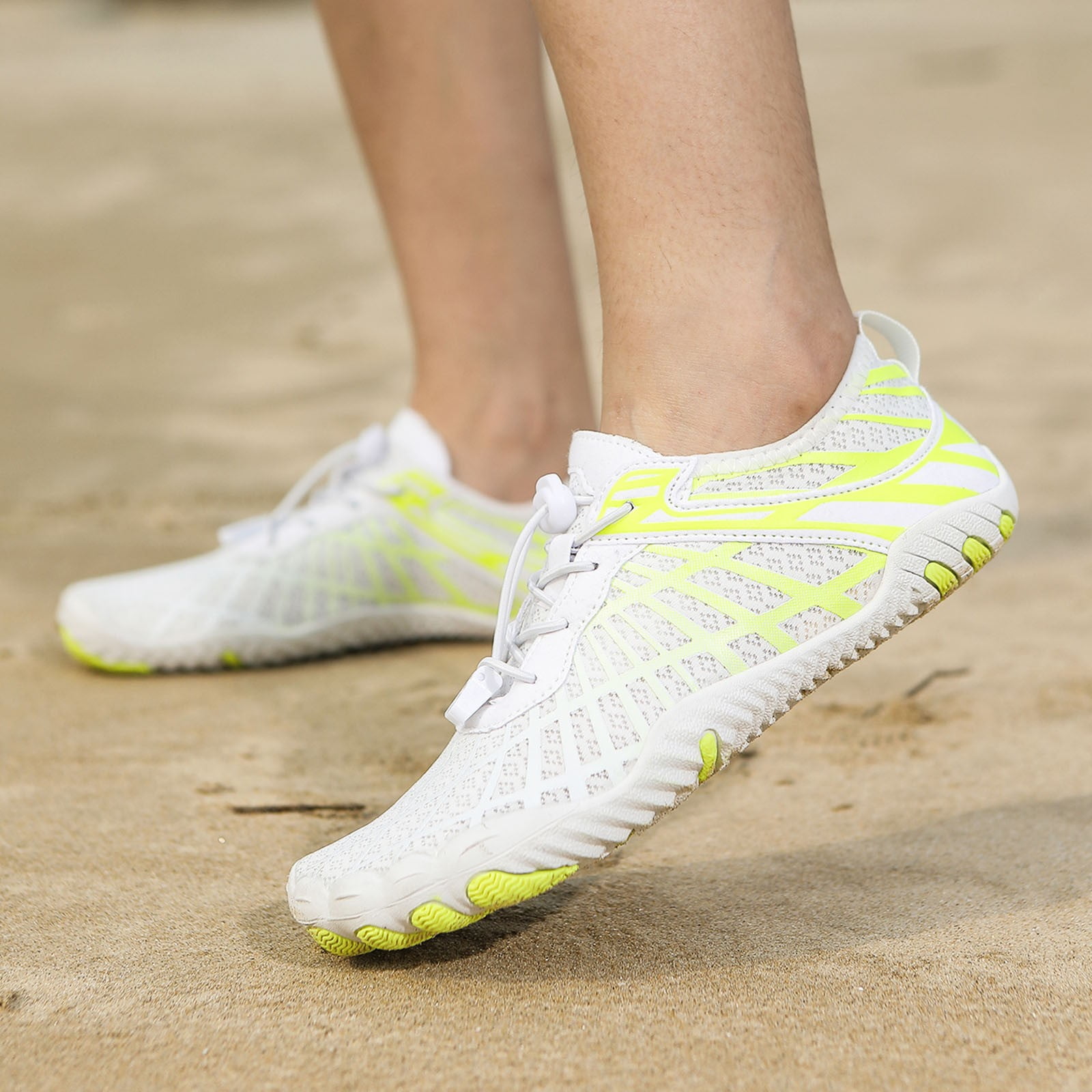 Dakaela Hike Barefoot Shoes Athletic Hiking Minimalist Water Sneakers Wide Toe Box Running Shoe Yellow 8
