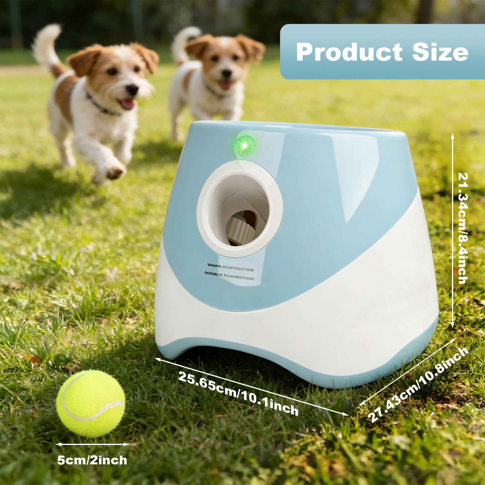 Dongyi Automatic Ball Launcher for Dogs-3 Distance Settings 10-30ft,Interactive Toy for Small & Medium Dogs with 6 Tennis Balls,Indoor/Outdoor Play(Blue)