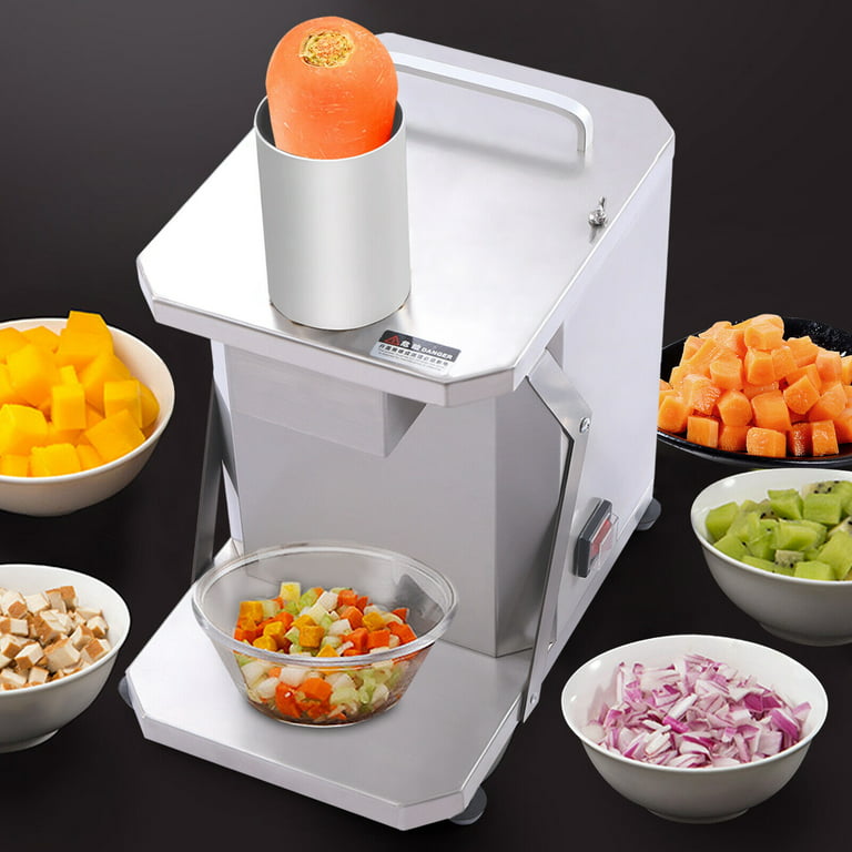 Electric Commercial Vegetable Dicer Electric Fruit Dicing Machine+3x Grid  Blades Silver Stainless Steel 