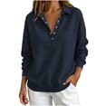 thumbnail image 2 of Womens Mock Neck Long Sleeve Pullover Sweatshirt Button Front Loose Relaxed Fit Casual Ribbed Cuffs and Ribbed Hem Cozy Classic Everyday Fall Winter Sweatshirt Tops, 2 of 7