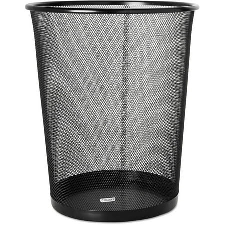 Rolodex Round Mesh Steel Wastebasket, 4.5 Gallon, Black