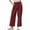 Wine, variant on Annhoo Womens Plus Size Pants Cotton Linen Elastic Waisted Wide Leg Casual Vacation Summer Trousers with Pockets