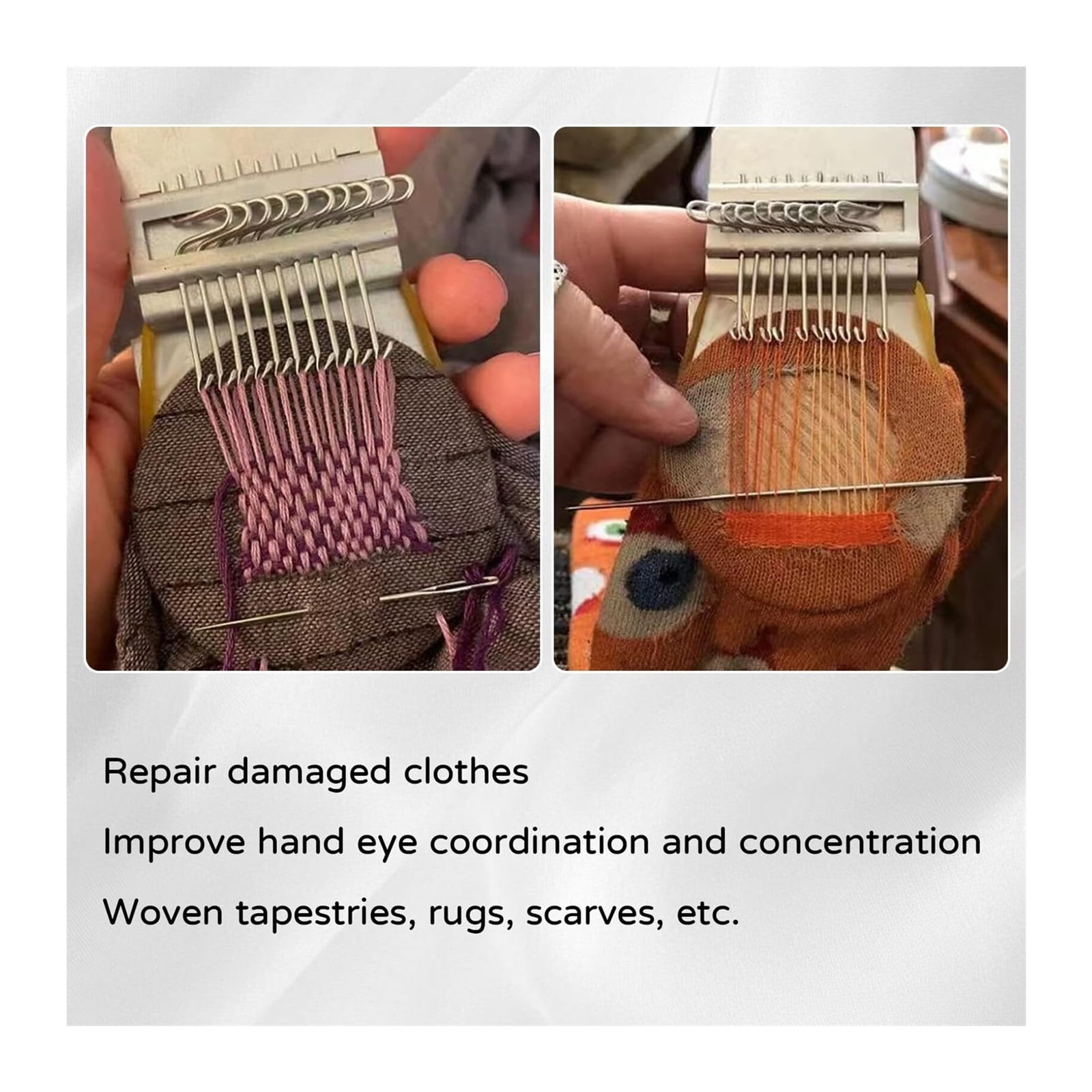 Knit Patch Loom Kit  Patch Maker Mending Loom 2.0, 2026 Newly Upgraded Mini Knit Loom Knitting Kit for Beginners, Repair Worn Spots & Holes, DIY Knit Patch Mending Kit for Clothes & Socks (Set 2)