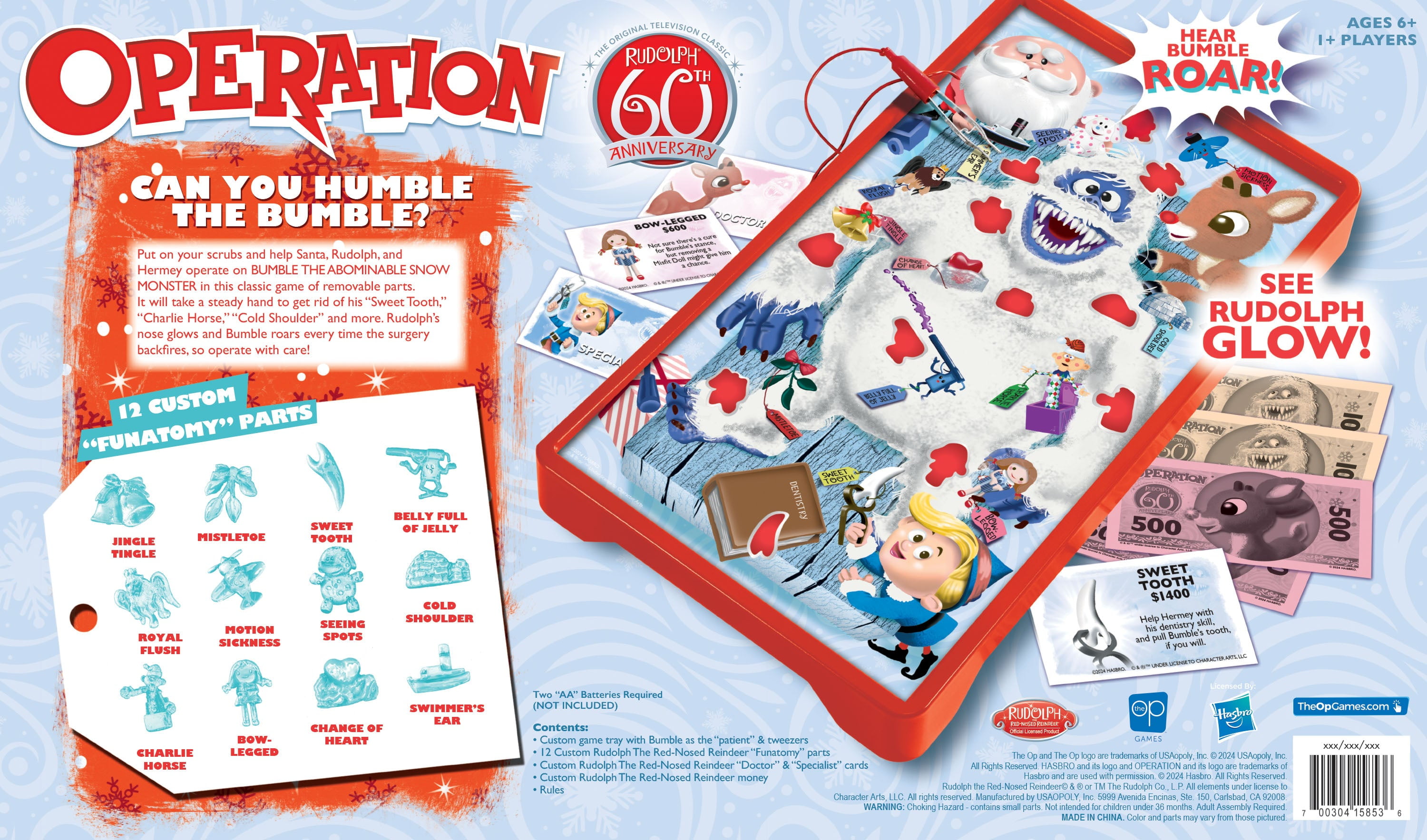 Operation® Rudolph The Red Nosed Reindeer 60th Anniversary Board Game, by USAopoly