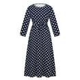 thumbnail image 4 of CALAFEBILA Womens Dresses Long Sleeve Polka Dot Midi Sun Dress A-Line Bandage Long Women Casual Dresses, 4 of 5