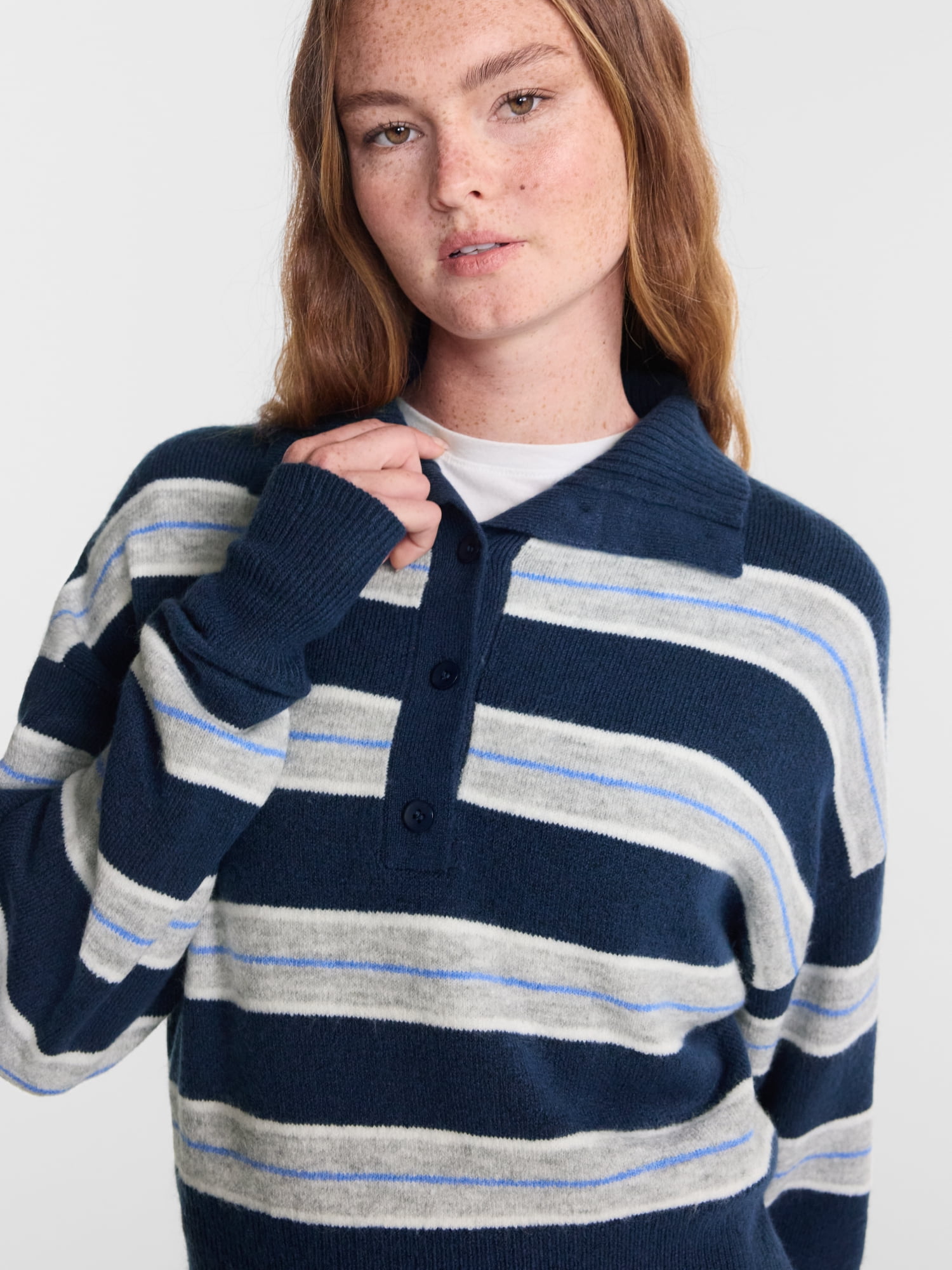 No Boundaries Rugby Collared Sweater, Lightweight, Women's and Women's Plus XXS-4X