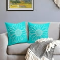 thumbnail image 3 of Aqua Turquoise Daisy Flower Pillow Covers 16x16 Inch Set of 2 Spring Summer Floral Bloom Decorative Throw Pillows Seasonal Teal Pillow Cases Farmhouse Home Decor for Cushion Couch Sofa Outdoor, 3 of 6