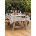 thumbnail image 3 of Outdoor Tablecloth with Umbrella Hole for Patio/Picnic/Party/Camping, Texas Star Vintage Waterproof Table Cloth Rectangle Table Cover Washable, Brown Retro Berry Beige Wooden (60"x 120"), 3 of 8