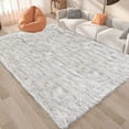 thumbnail image 2 of Latepis White with Grey Tips 8x10 Fluffy Faux Fur Sheepskin Rug Washable Rugs for Living Room Bedroom Rectangle, 2 of 8