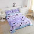 thumbnail image 3 of Erosebridal Halloween Comforter Rainbow Comforter Set ren Bat Moon Star Print Bedding Set Halloween Theme Purple Gradient Style Room Decor Queen Size Duvet Set, 3 of 6