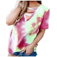 thumbnail image 1 of Birdeem Womens Plus Size Tie Dyed Printed Short Sleeved V-Neck Top/Shirt, 1 of 6