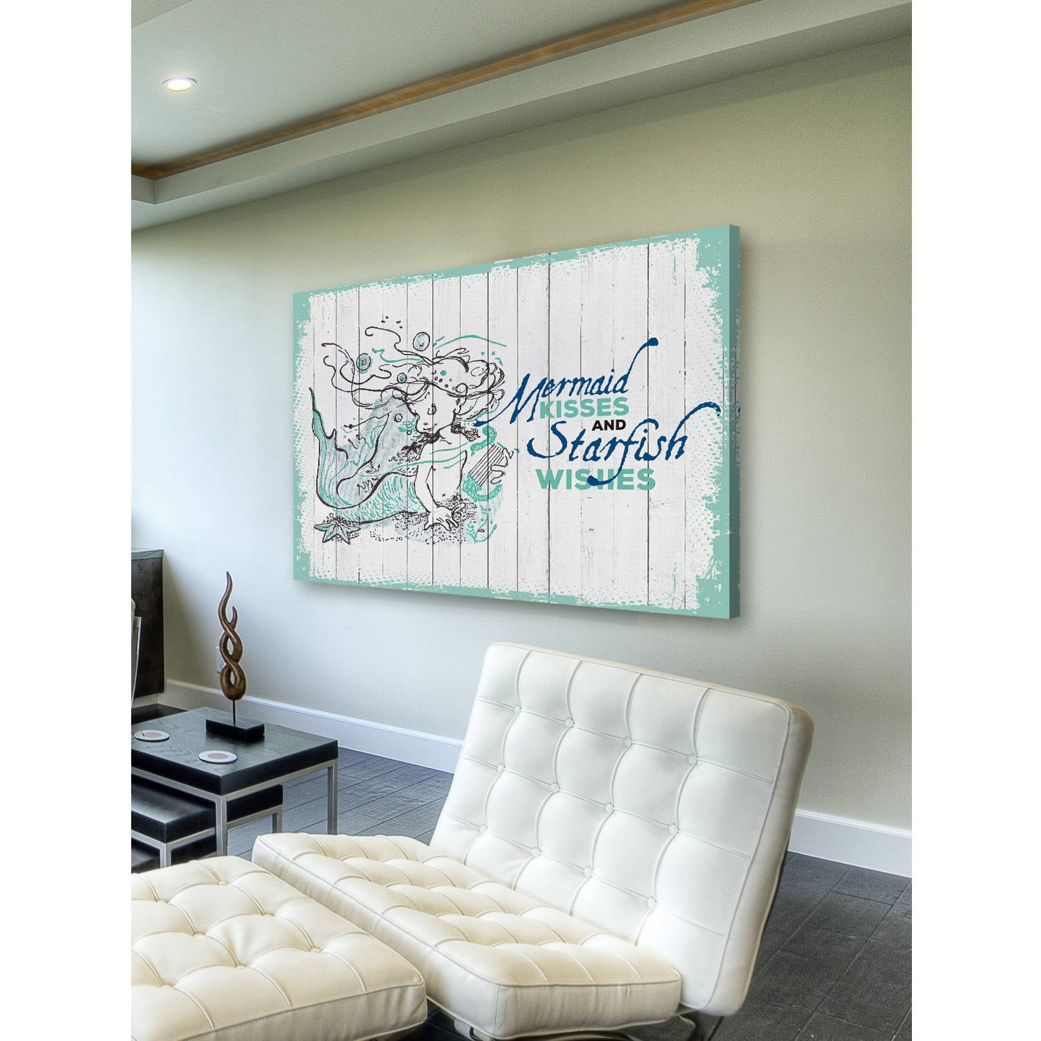 "Mermaid Kisses 2" Painting Print on Wrapped Canvas