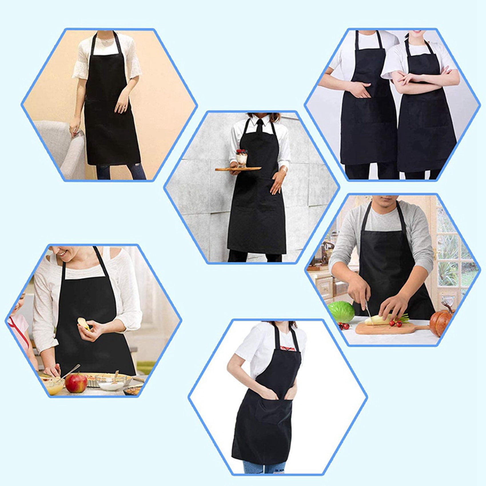 Lot De 15 Tabliers De Cuisine Noirs - 2 Poches - Réglables - Lavables - Unisexes - Pour Cuisine, Pâtisserie, Restaurant - 4