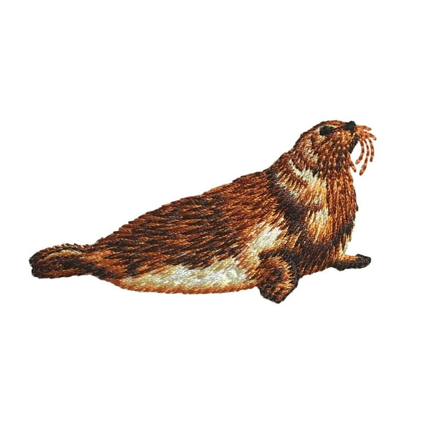 Natural Seal - Brown - Ocean Animal - Iron on Applique/Embroidered Patch - Natural Seal - Brown - Ocean Animal - Iron on Applique/Embroidered Patch -