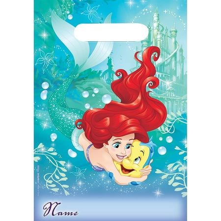 Disney The Little Mermaid Ariel and Flounder Birthday Girl Party Favors Loot Bags 16 Count