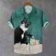 thumbnail image 3 of Camisa de verano para hombre, con estampado gráfico de animales, camisetas de gato, ropa informal de manga corta, ropa de calle de moda para hombre, blusa divertida de gran tamaño, 3 of 5