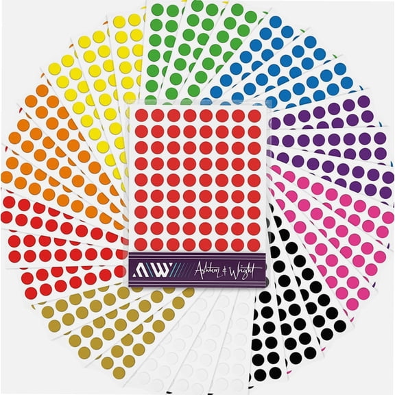 - 8mm Assorted Dot Stickers -3900 Easy Peel Colour Coding Labels - Bright