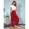 thumbnail image 6 of High Slit Harem Pants Women Hippie Harem Pants Trousers Wine Red S, 6 of 7