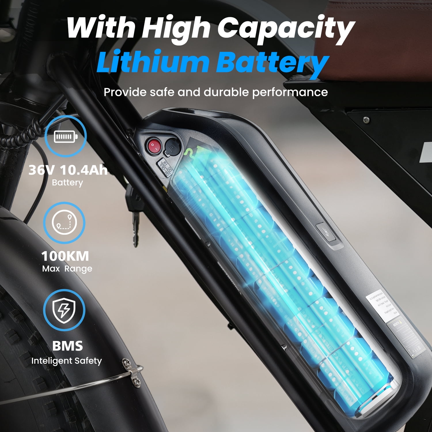 iSinwheel 750W Motor Electric Bike,Off-Road Mountain E-Bike,42V 15Ah Battery,20" Fat Tires,65miles,Suspension for Outdoor Cycling Ebike,UL2849 Tested