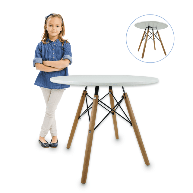 Mesa para niños redonda BABY GAON Mesa redonda blanca para Comedor y actividades Infantiles